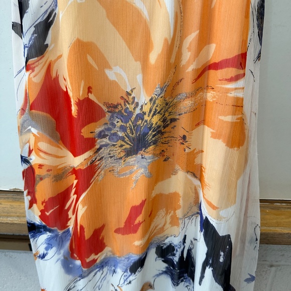 BCBGeneration Floral Maxi Summer Dress Size 2 White Orange - Picture 3 of 15